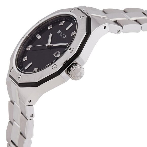 NWT Authentic Bulova Men's Marine Star Diamond Accented Stainless Steel Bracelet - Picture 2 of 3